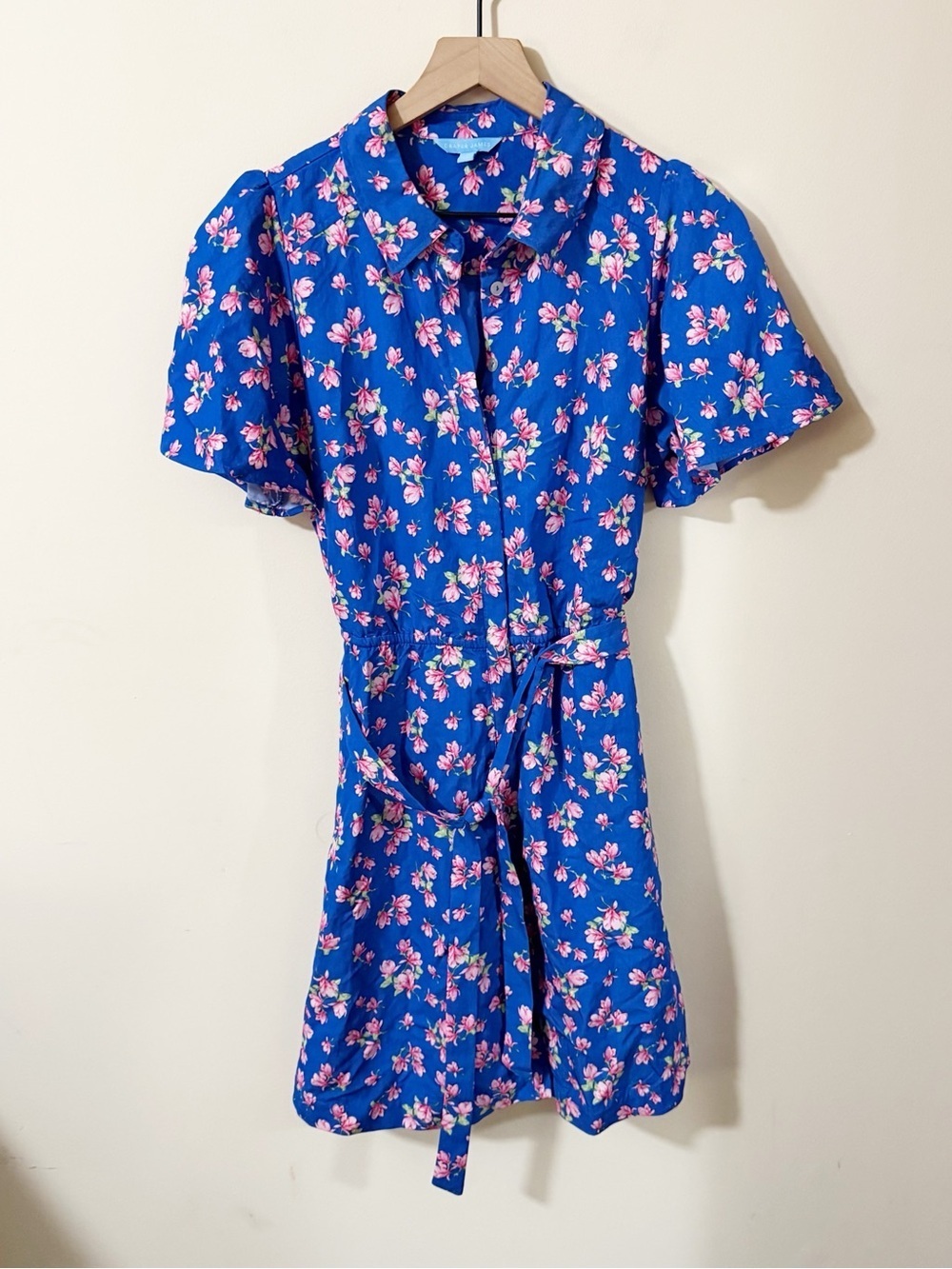 Draper James Womens Floral Button Front Dress With a Tie on Waist Size Medium